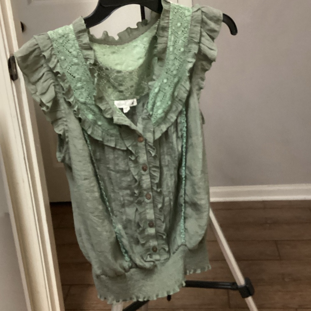 Mine Mint Ruffled Blouse